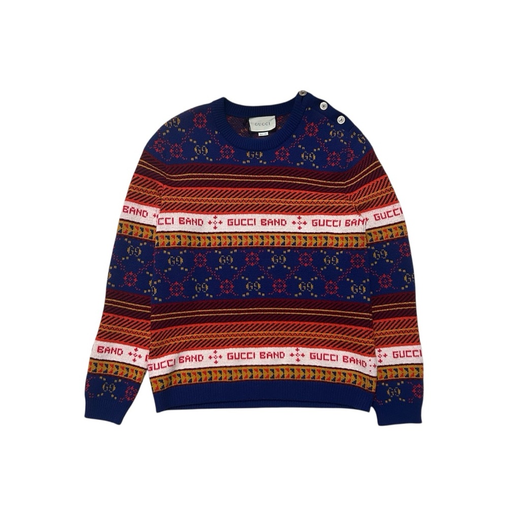 New Gucci Jacquard Wool Sweater Mens Size Large MSRP: $1300